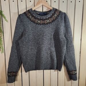 Polo Ralph Lauren Wool, Alpaca, Cashemere Gray Sweater with Multicolor Accents.